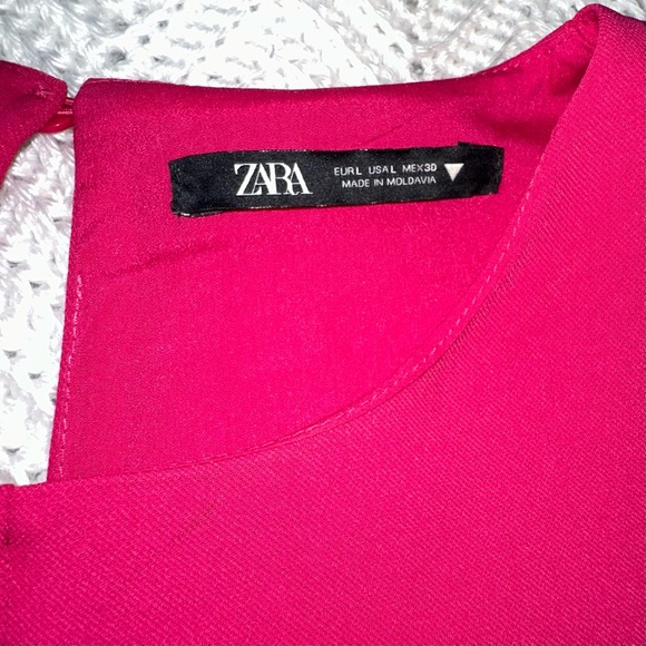 Women's Zara Pink Fuchsia Flowy Dress with  Tie - Large - Picture 3 of 5